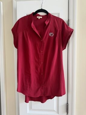 Women's Short Sleeve Button Front Gamecock Blouse -